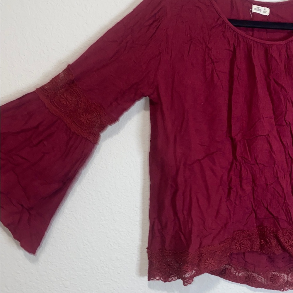✨Boho Maroon Long sleeved top with lace detail! - Picture 4 of 9